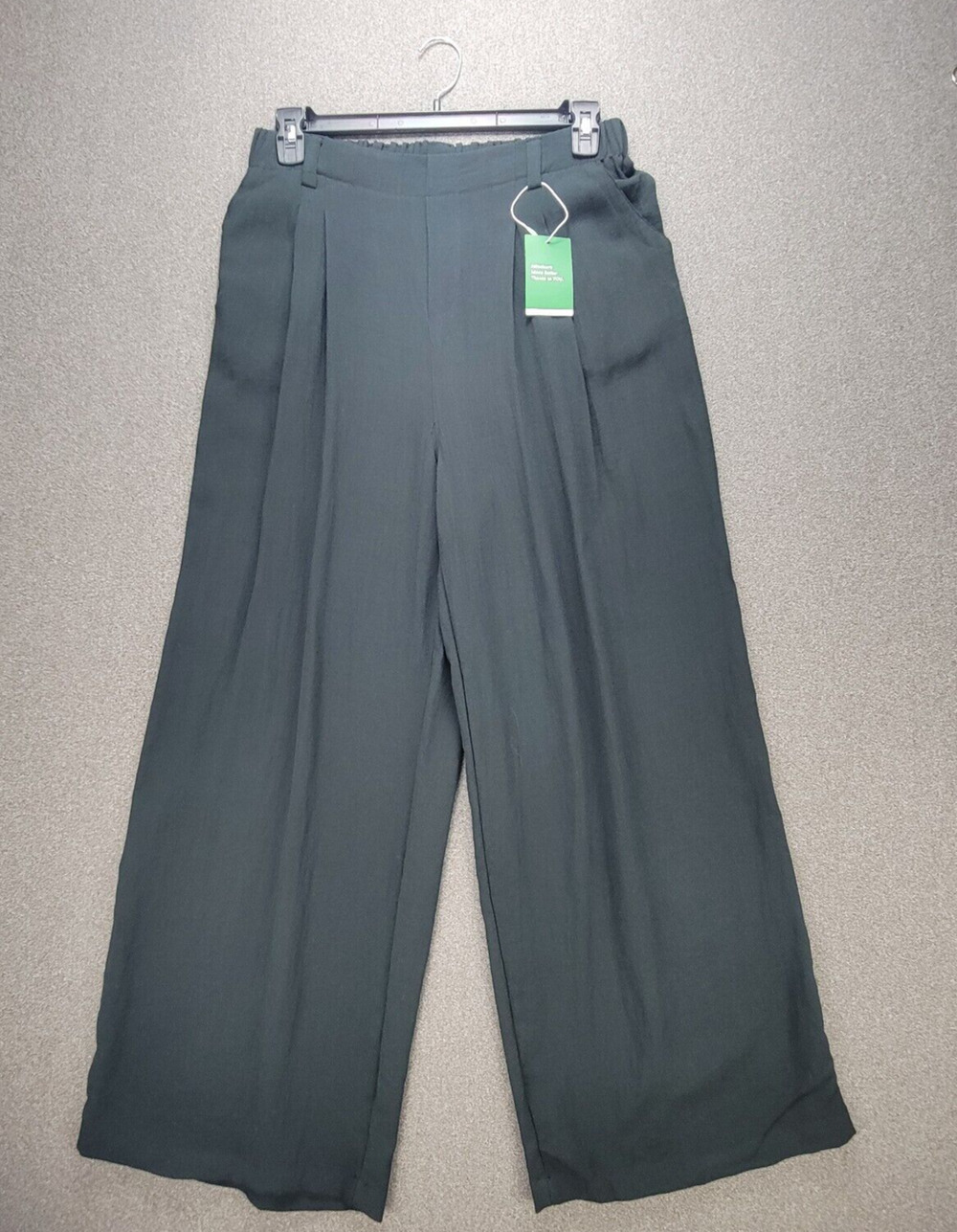 Halara Pants Womens L Black Pleated Wide Leg Career Preppy